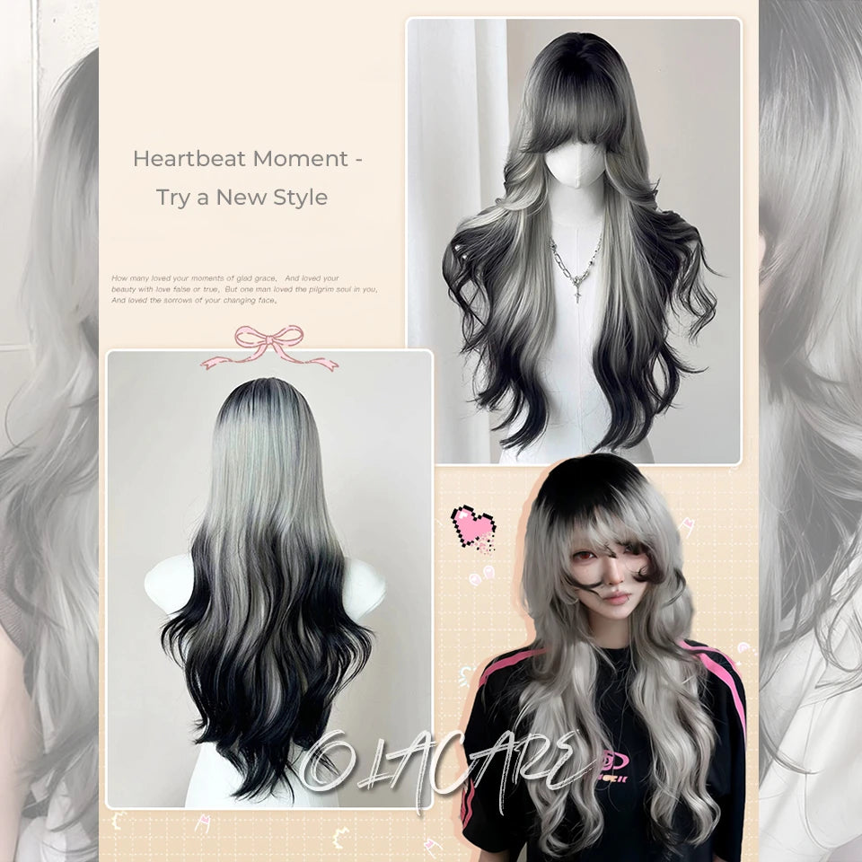 Long Straight Synthetic Wig with Bangs for Cosplay and Parties - 30