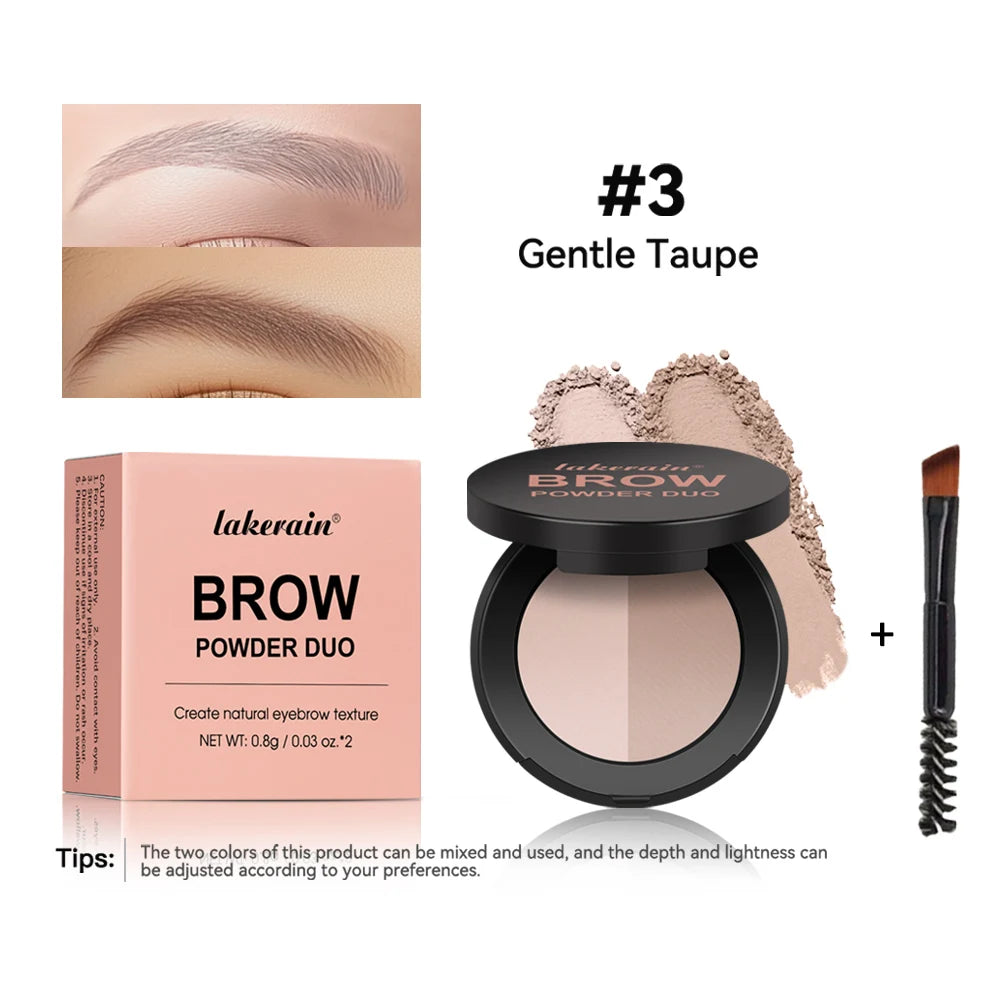 Dual-Tone Eyebrow Powder Palette with Professional Grooming Brush - 19