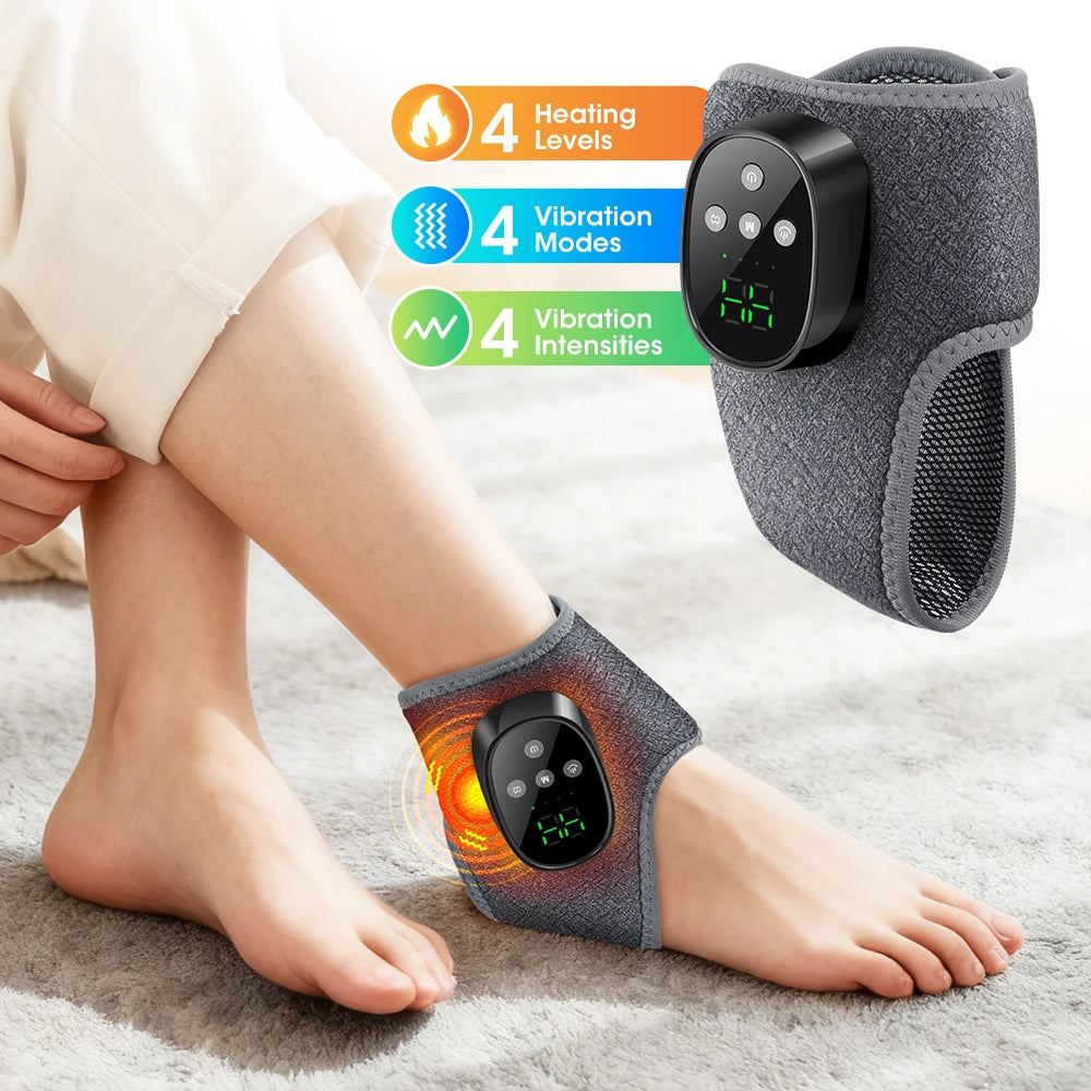 Cordless Heated Ankle Vibration Massager for Pain Relief and Relaxation