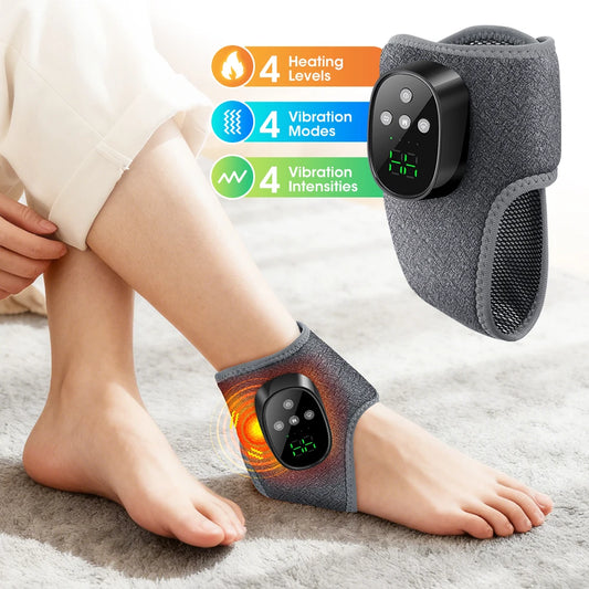 Cordless Heated Ankle Vibration Massager for Pain Relief and Relaxation