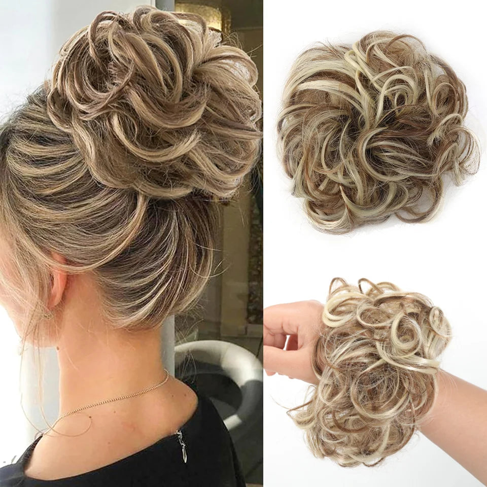 Messy Curly Hair Bun Extension for Instant Voluminous Updo Hairstyles - 18