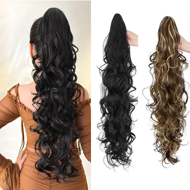Long Curly Wavy Claw Clip Ponytail Hair Extension for Instant Volume