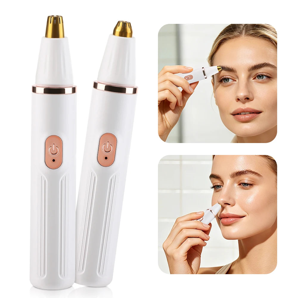 2-in-1 Electric Eyebrow and Nose Hair Trimmer for Painless Grooming