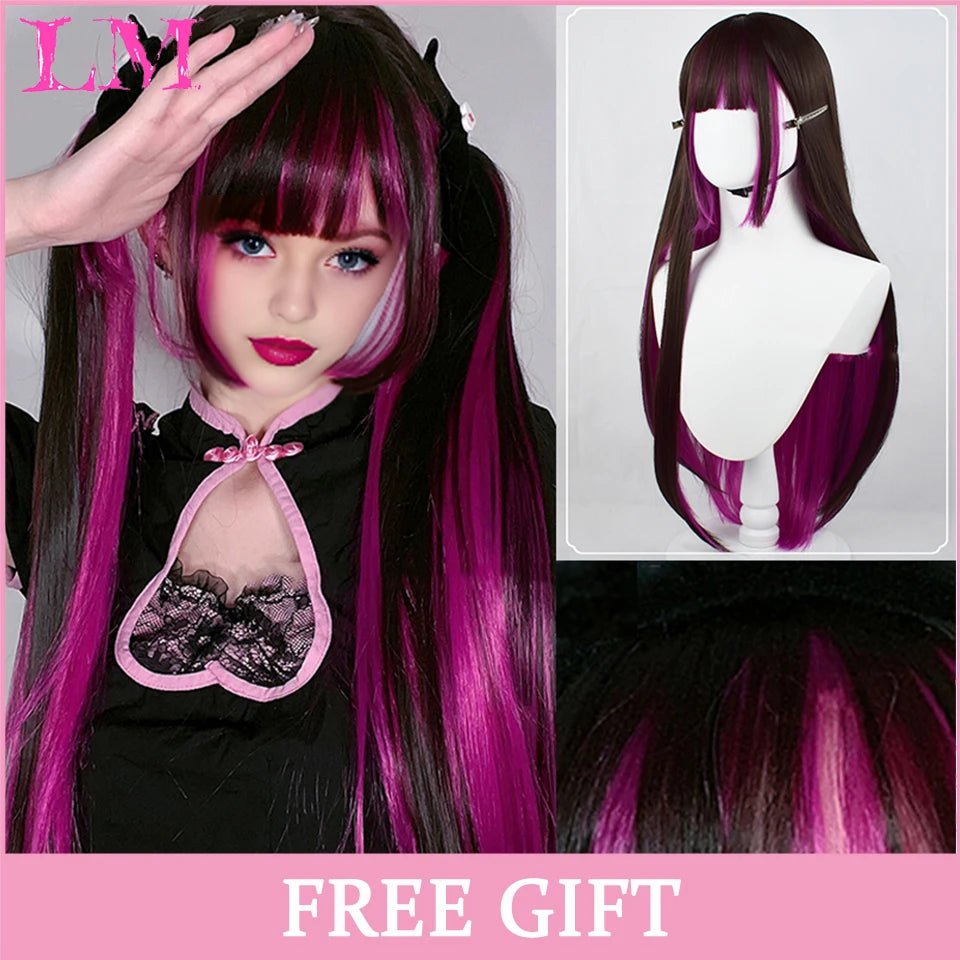 24-Inch Long Pink Cosplay Wig for Costumes - 63
