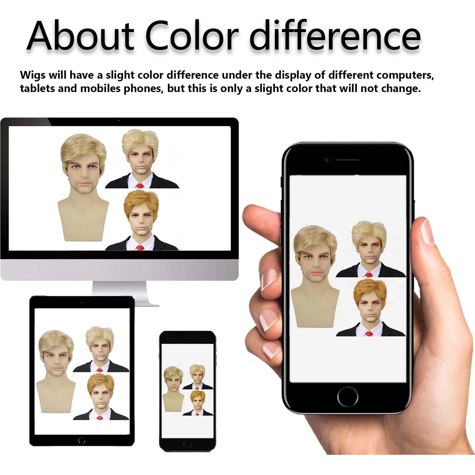 Short Blonde Men's Cosplay Wig with Red Tie and Flag Pin for Halloween - 6