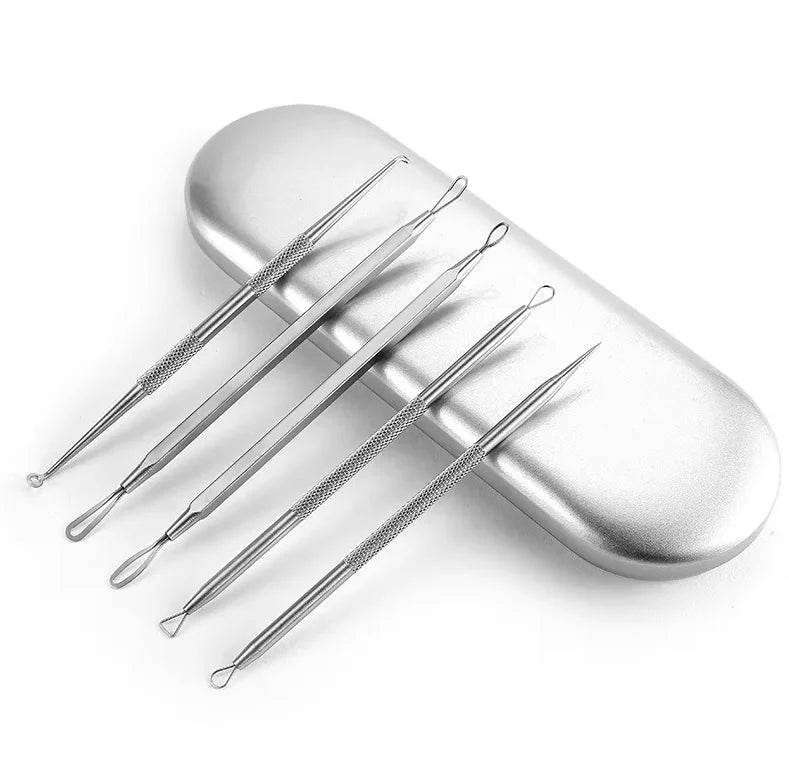 Professional Stainless Steel Blackhead and Pimple Extractor Tool Kit - 24