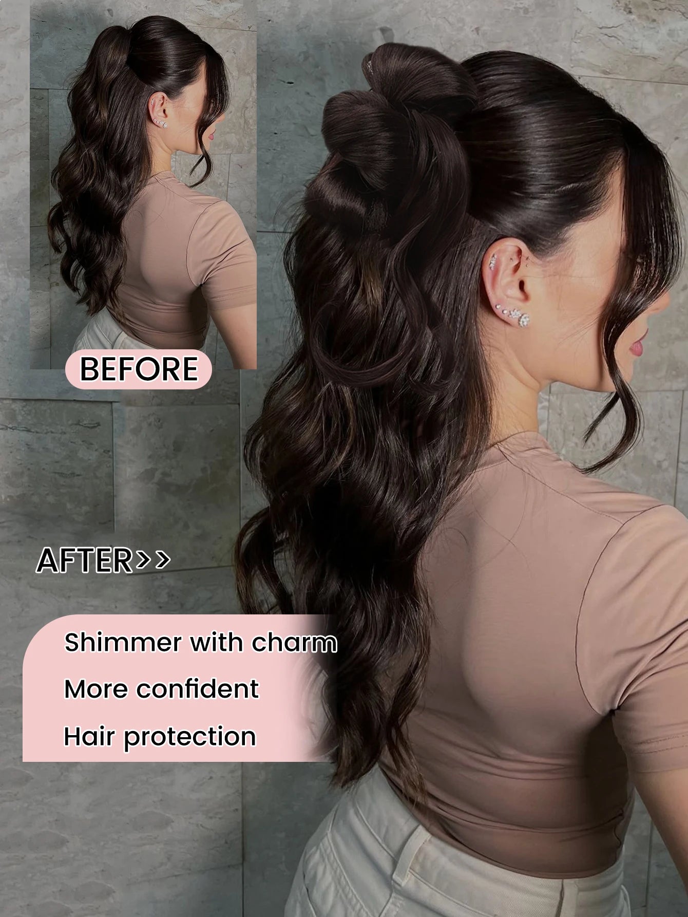 16-Inch Curly Claw Clip Ponytail Hair Extension - 3