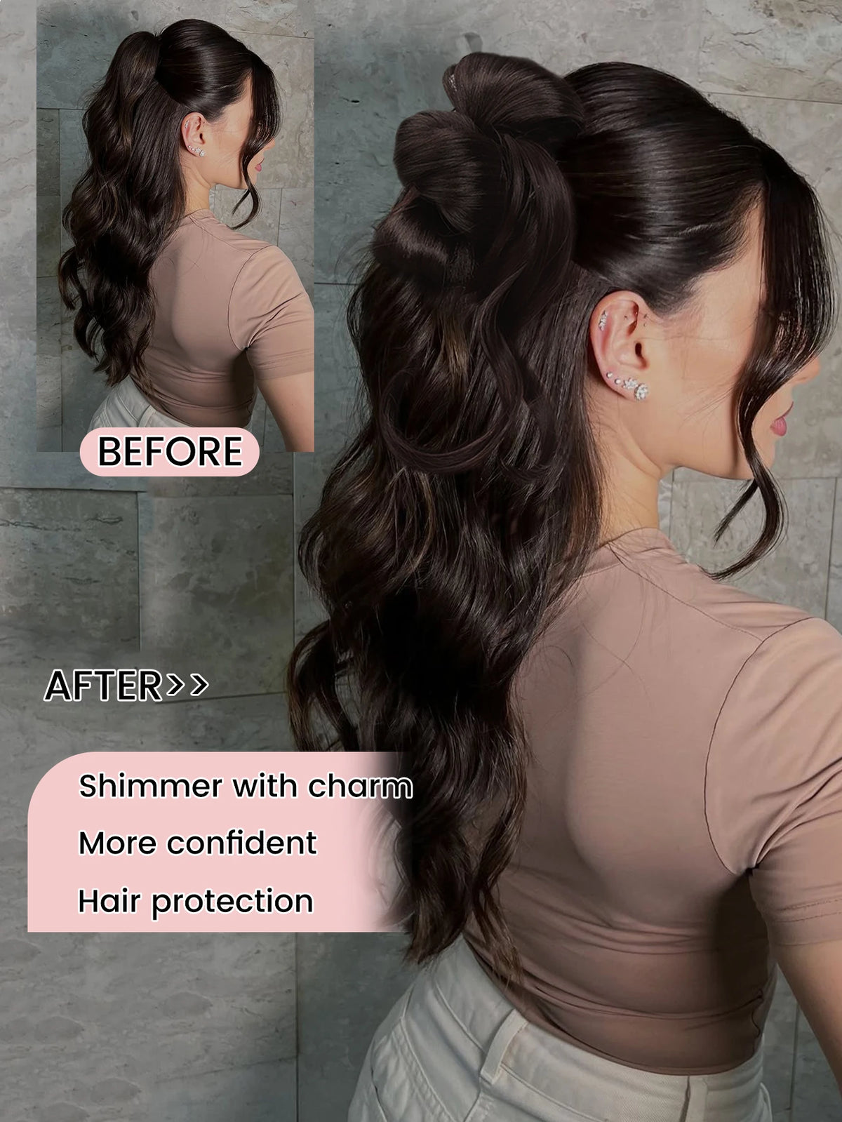 16-Inch Curly Claw Clip Ponytail Hair Extension