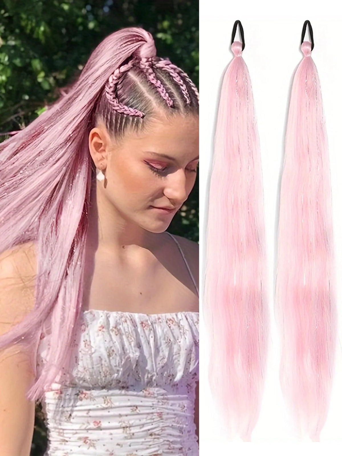 26-Inch Synthetic Hair Extensions for Festivals and Cosplay