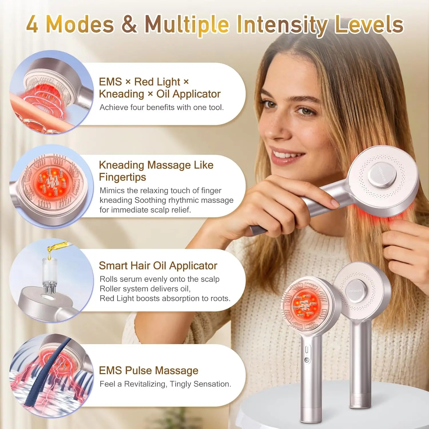 Electric Scalp Massage Comb with Red Light Therapy and Serum Applicator - 2