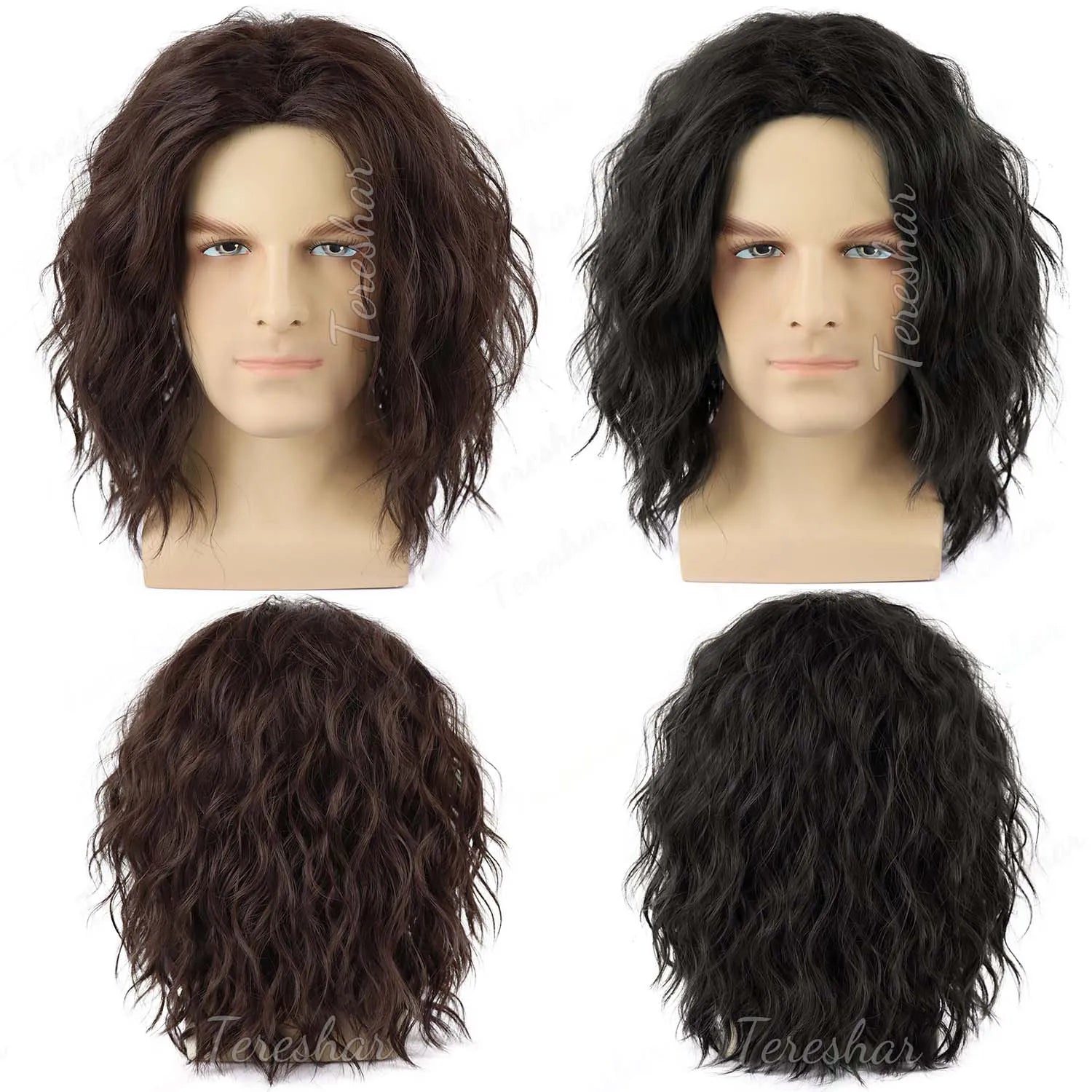 Short Curly Synthetic Hair Wig for Men Costume Party and Cosplay - 5