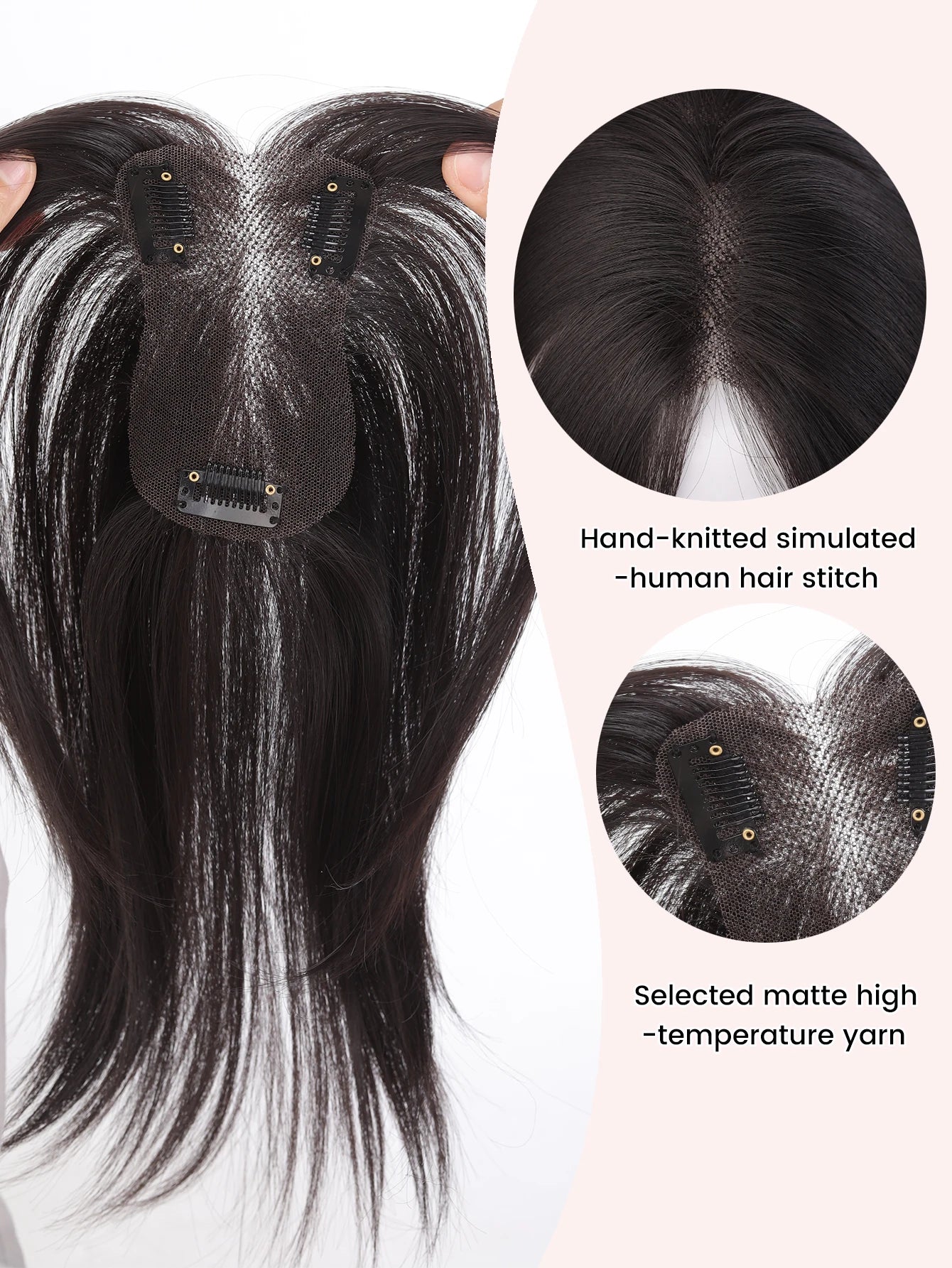 Clip-In Natural Middle Part Hair Bangs Topper for Volume and Style - 5