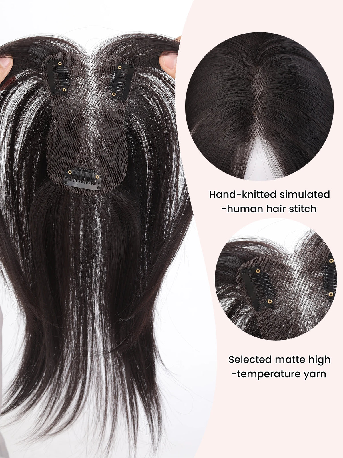 Clip-In Natural Middle Part Hair Bangs Topper for Volume and Style