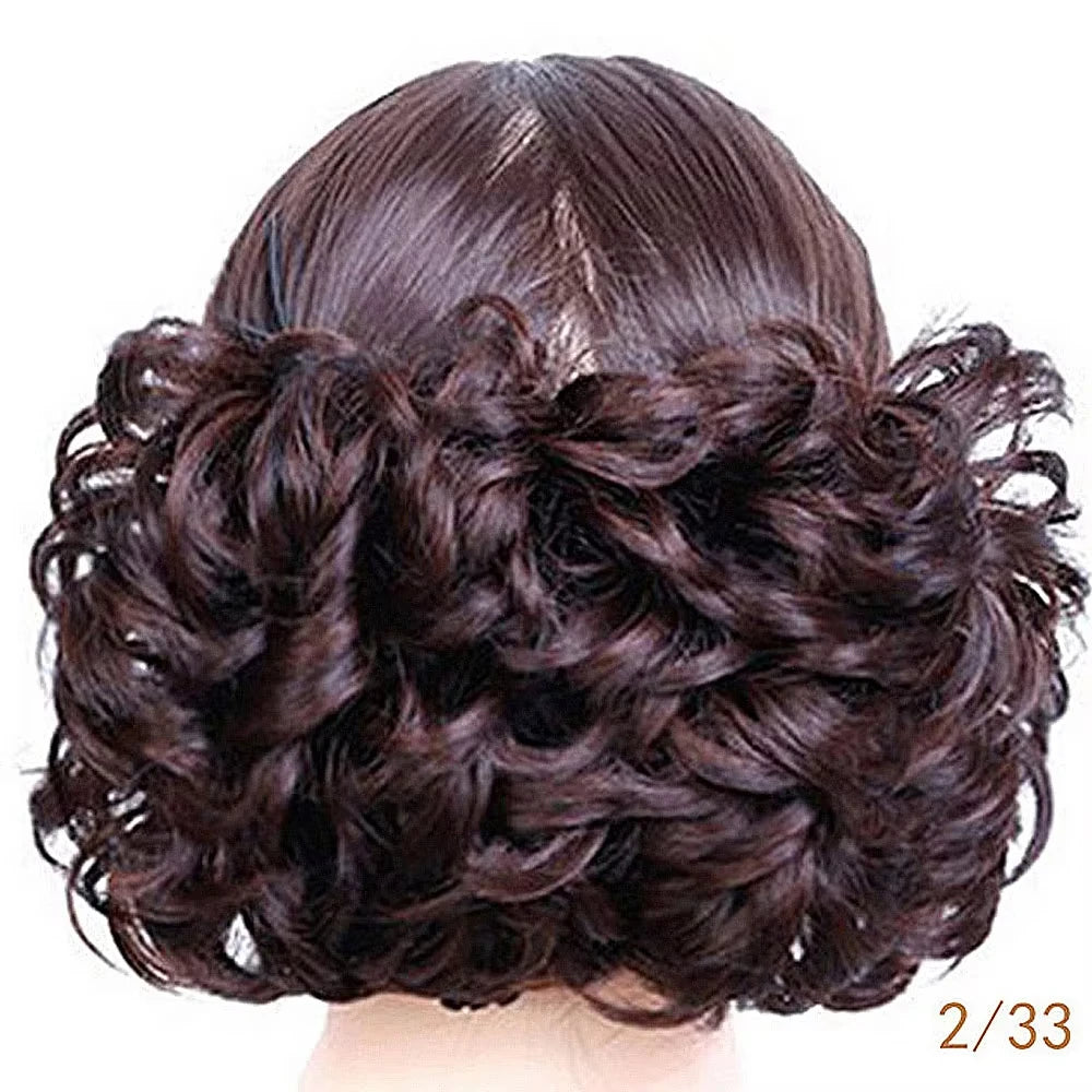 Messy Curly Hair Bun Scrunchie for Instant Elegant Updo Hairstyles - 12