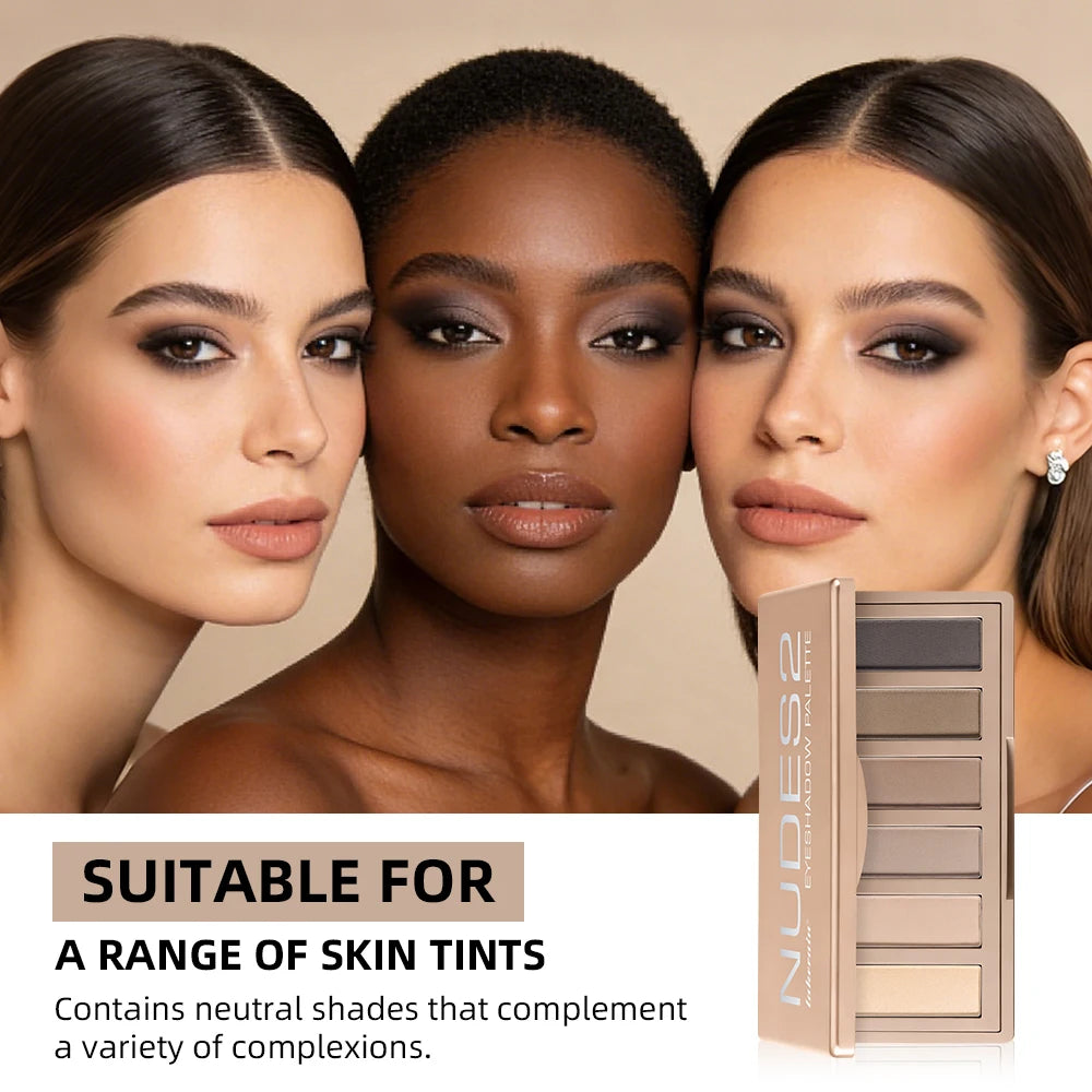 6-Color Matte Eyeshadow Palette for Neutral Nude and Smoky Eye Looks - 3