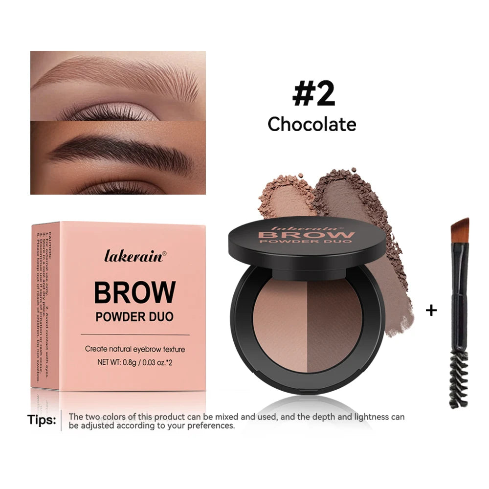 Dual-Tone Eyebrow Powder Palette with Professional Grooming Brush - 22