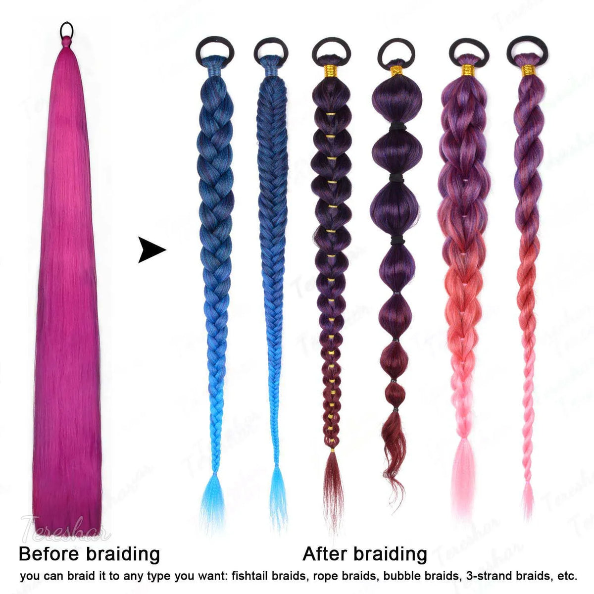 44-Inch Colorful Synthetic Straight Ponytail Hair Extensions