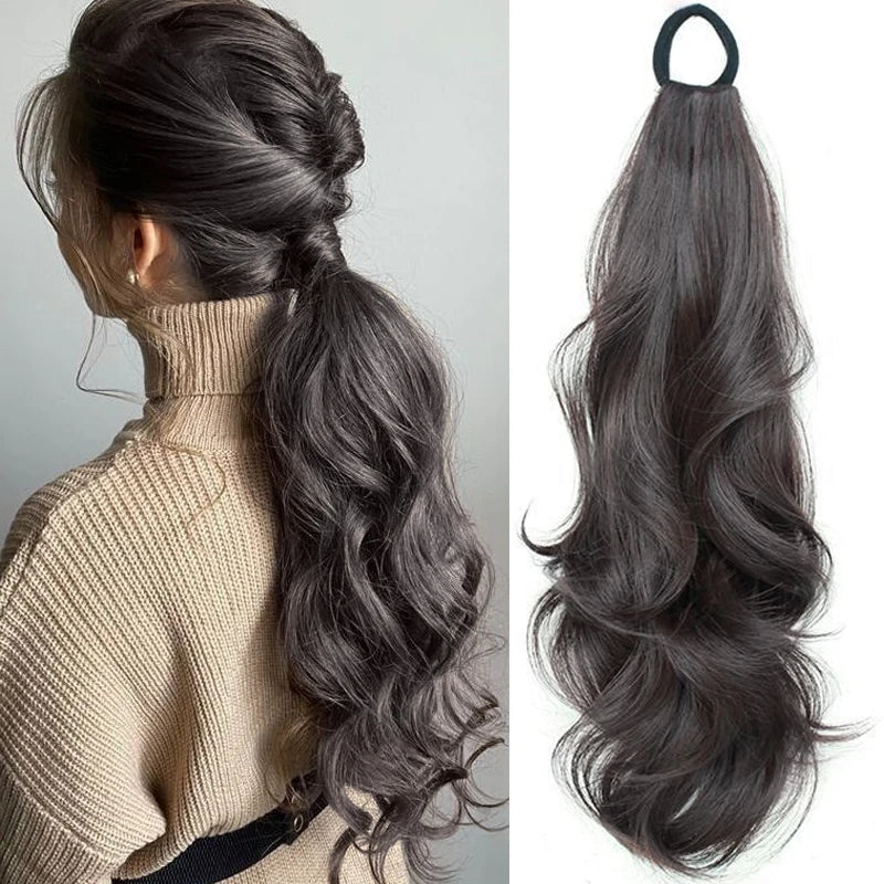 18-Inch Wavy Ponytail Extension with Elastic Band