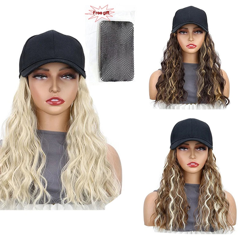 Wavy Curly Hair Baseball Cap Wig for Effortless Daily Styling - 1