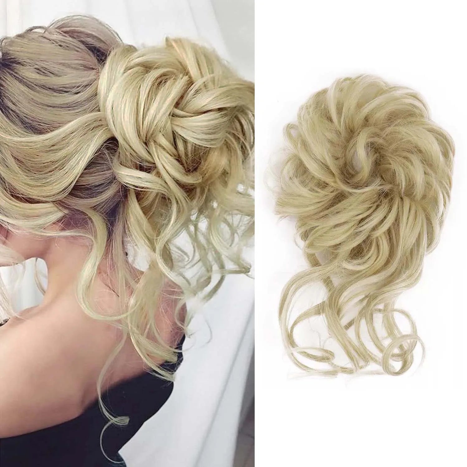Messy Wavy Hair Bun Scrunchie for Quick Updo Hairstyles - 15