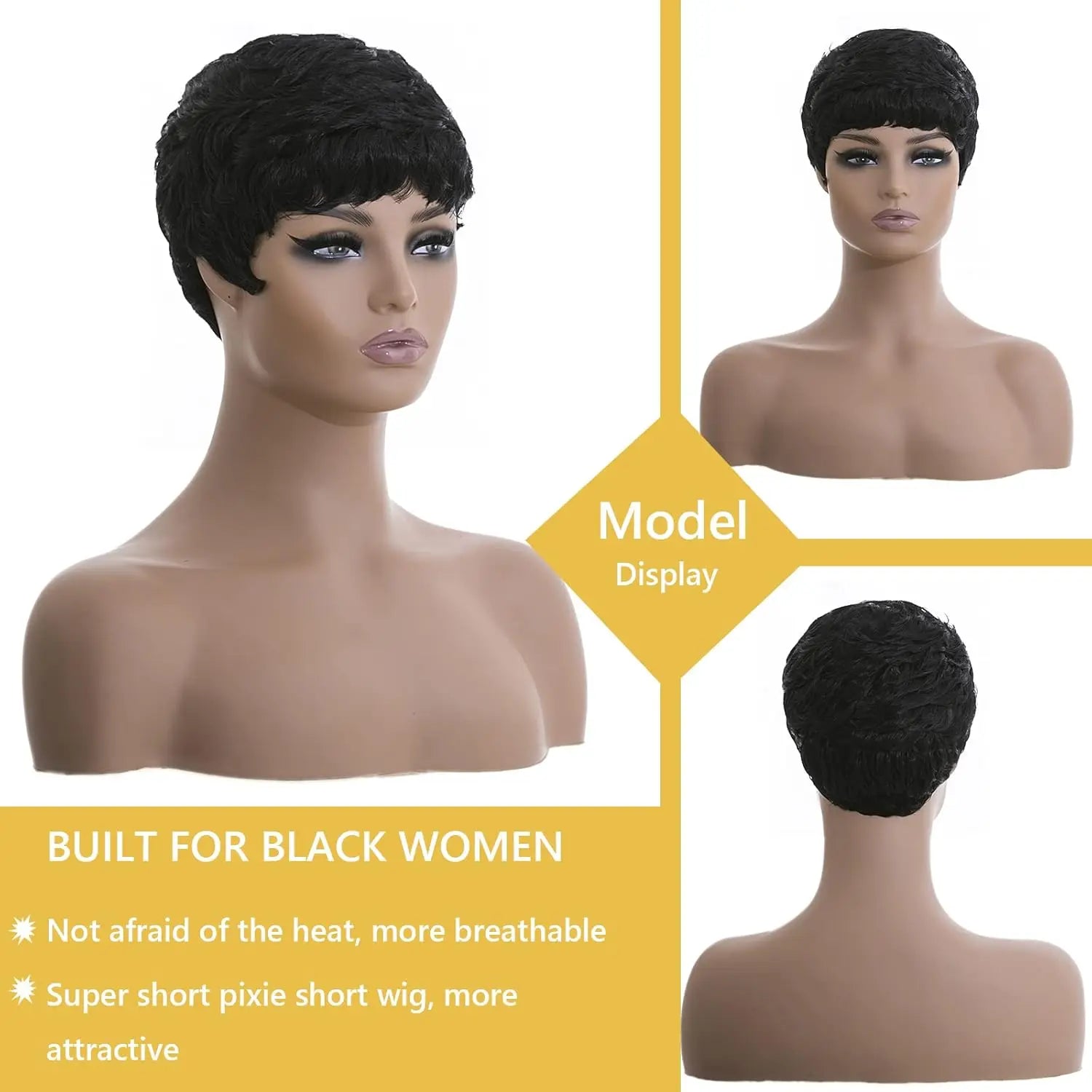 Short Wavy Pixie Cut Wig for Daily Wear - 2