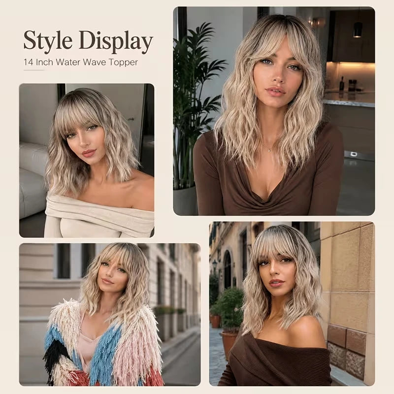 Wavy Curly Hair Topper Extension with Clips - 6
