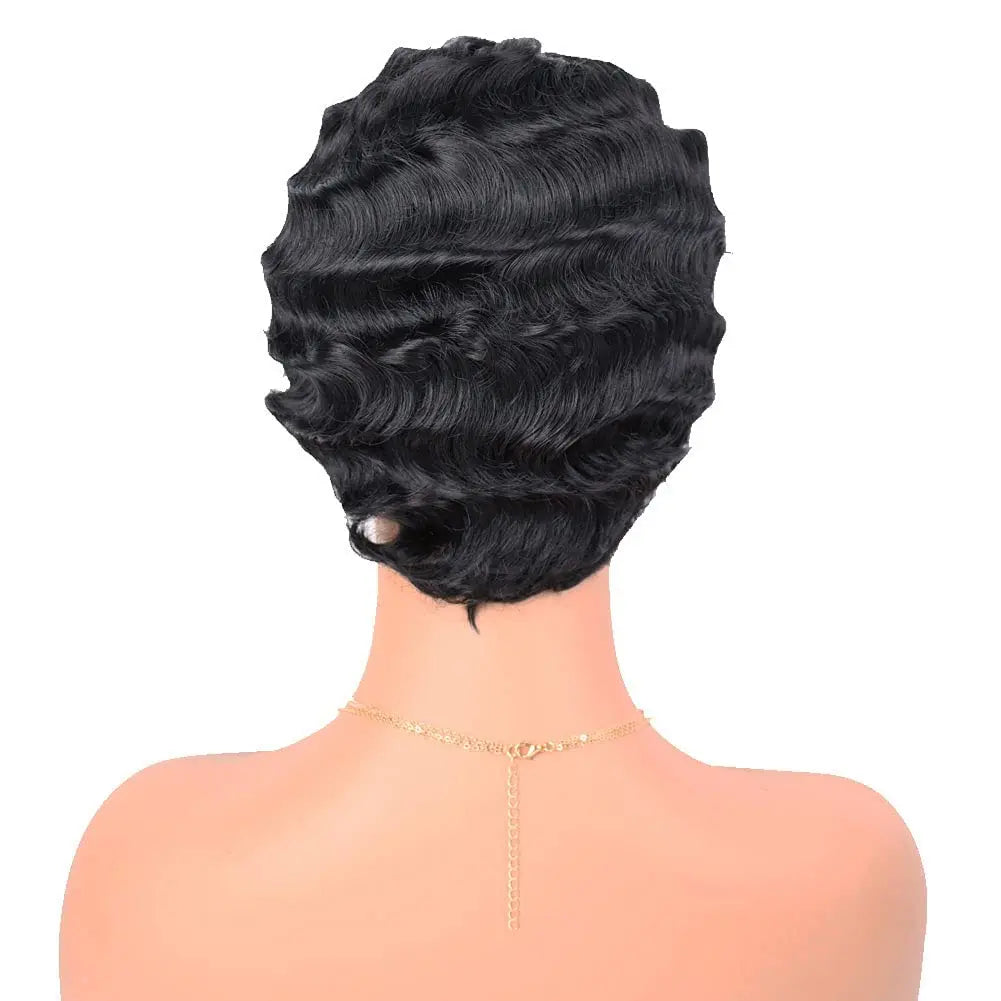 Short Finger Wave Curly Wig for Women Retro 1920s Style Party Hair