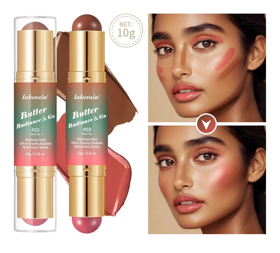 Double-Ended Cream Bronzer and Blush Stick for Face and Lips - 12