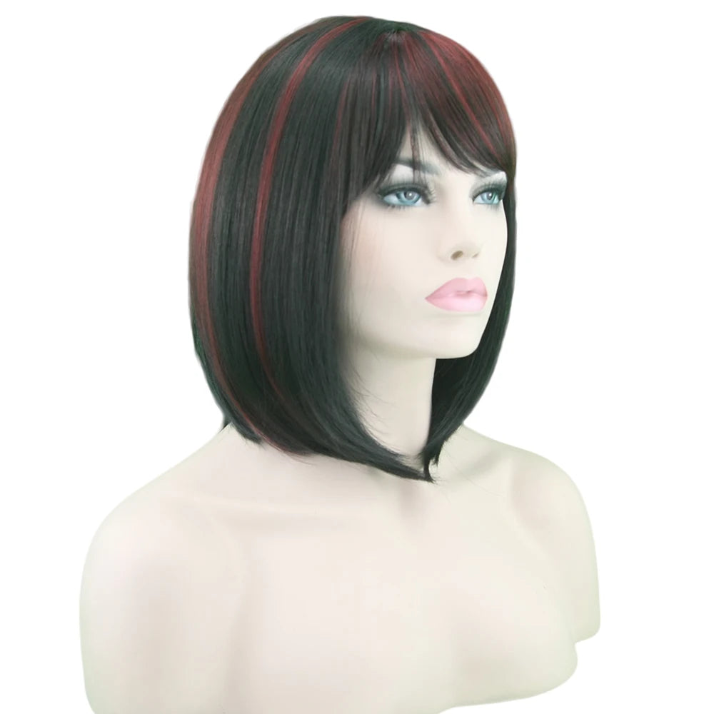 Short Straight Bob Wig with Highlights - 8