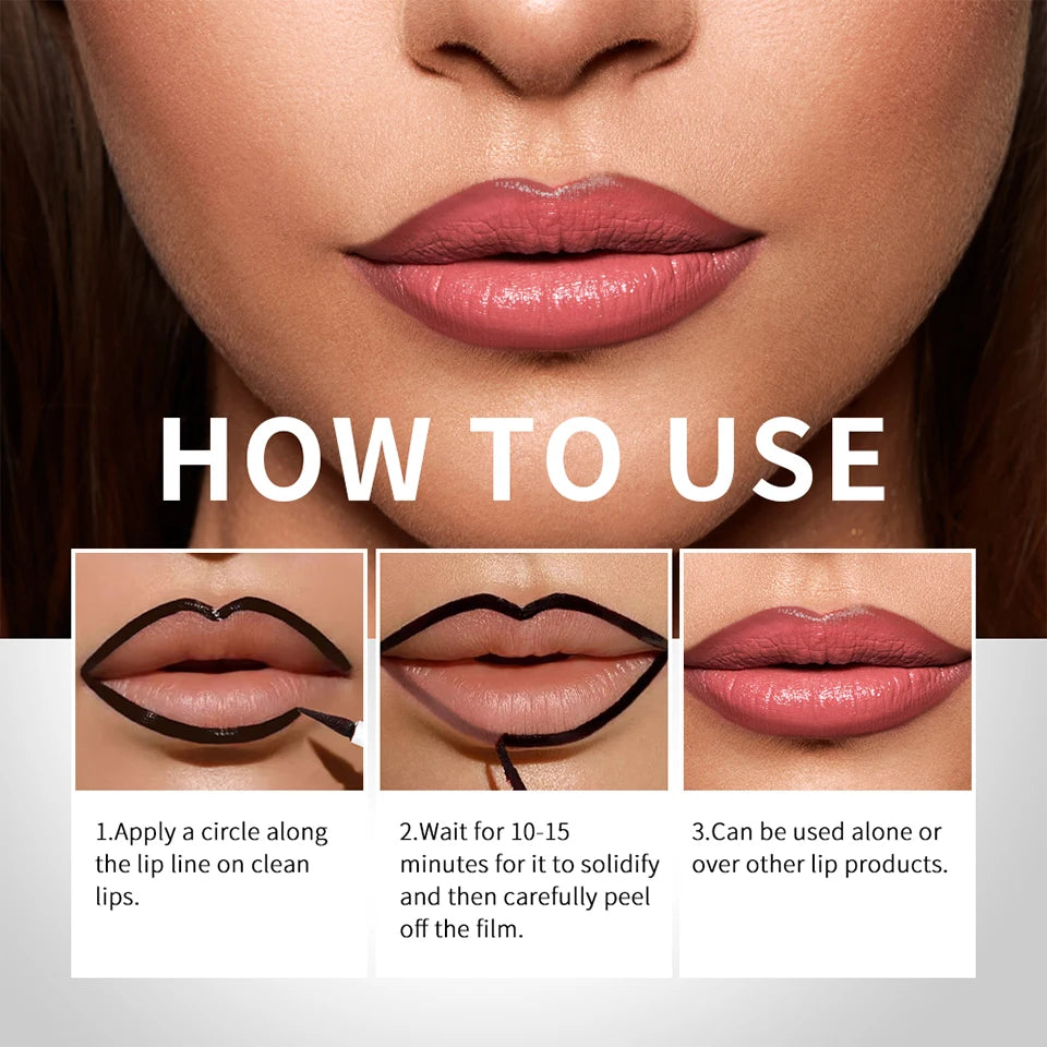 Peel-Off Tattoo Lip Liner for Long-Lasting Waterproof Smudge-Proof Color
