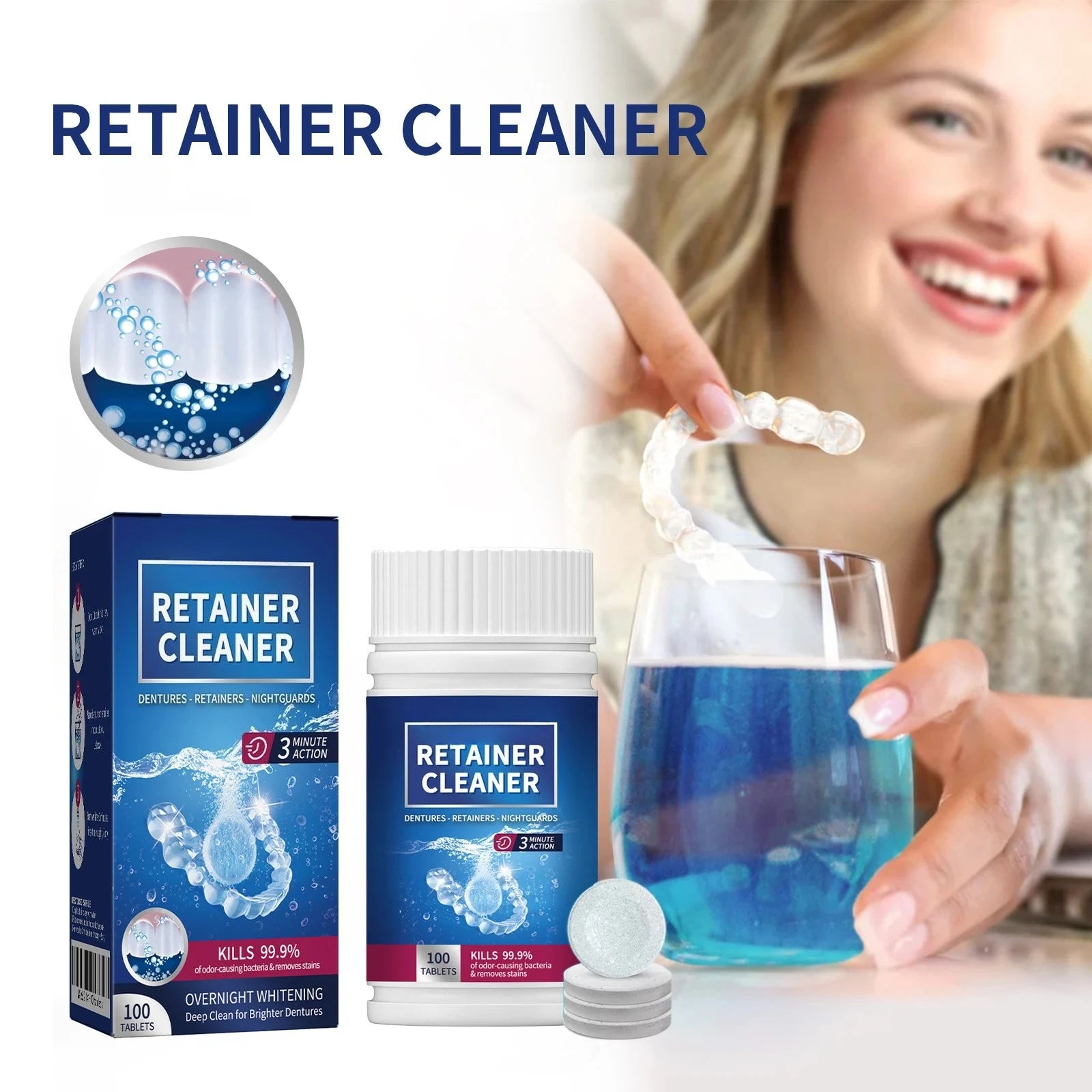 Denture and Retainer Cleaning Tablets for Deep Stain Removal - 1