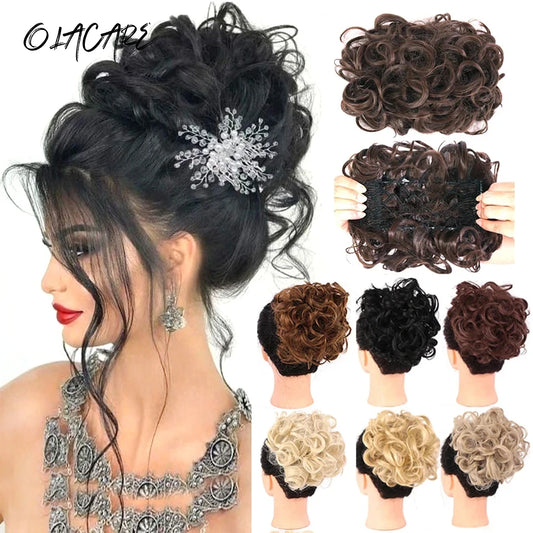 Messy Curly Hair Bun Clip-In Extension