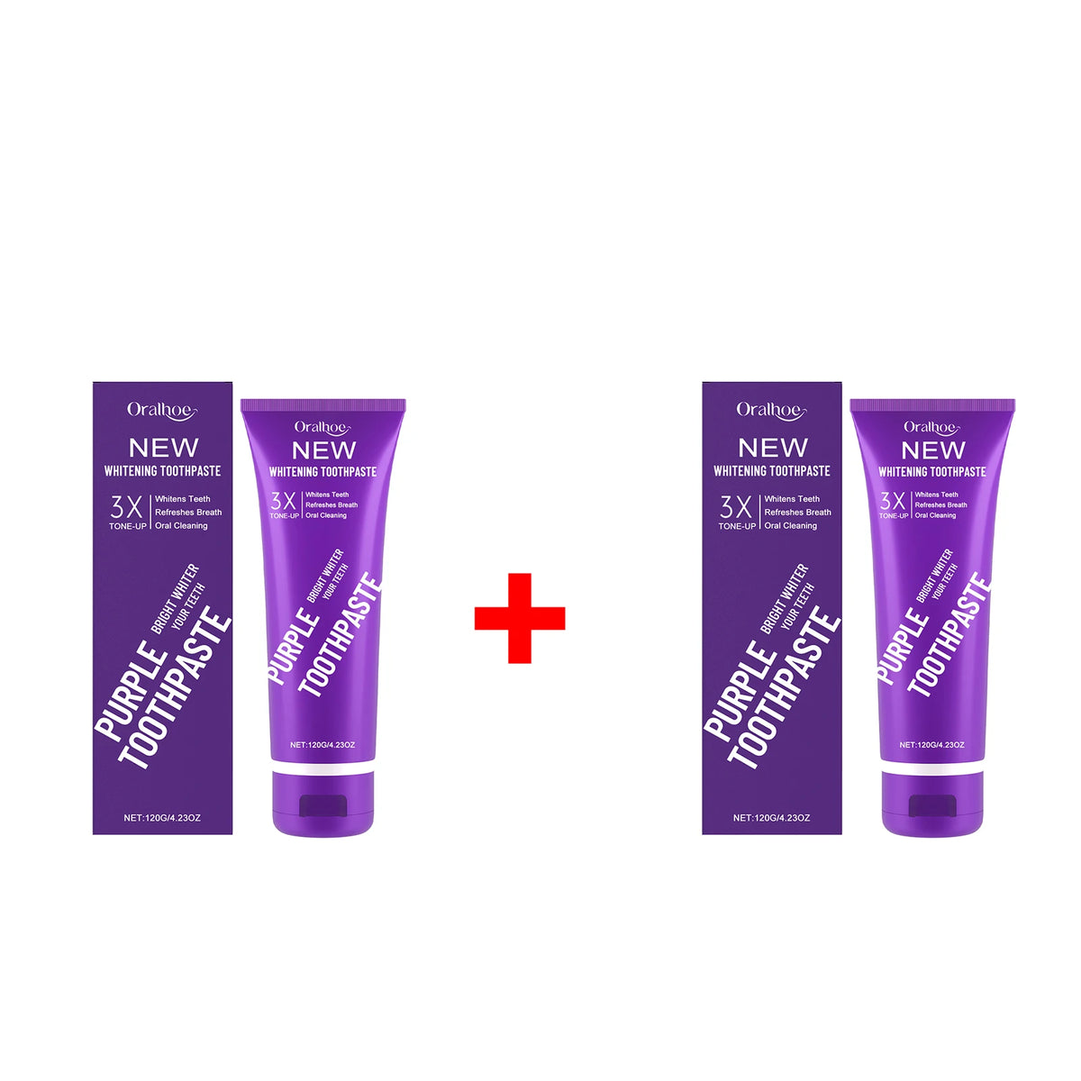 Purple Teeth Whitening Toothpaste for Stain Removal and Fresh Breath