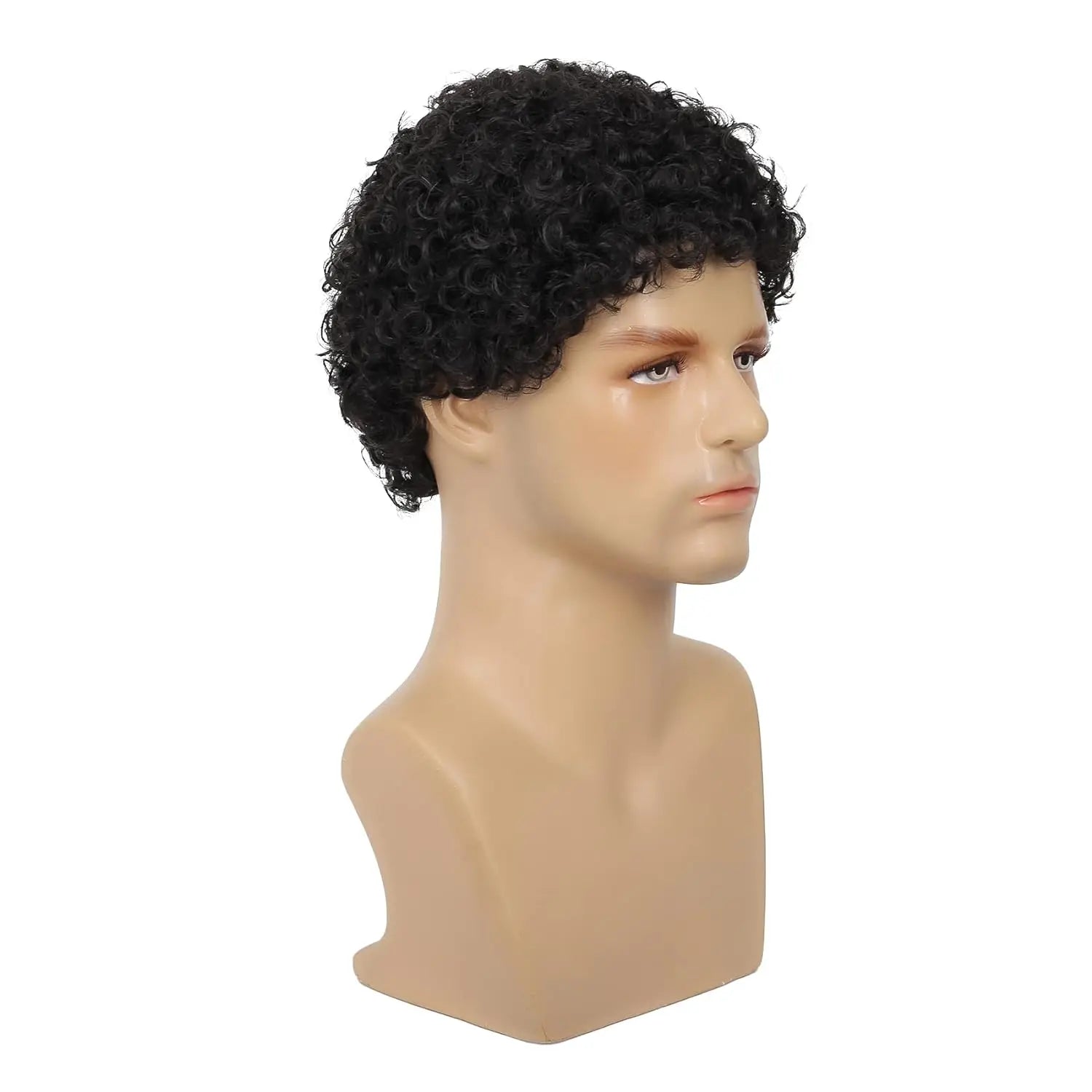 Short Curly Afro Wig for Men for Halloween Cosplay and Daily Styling - 5