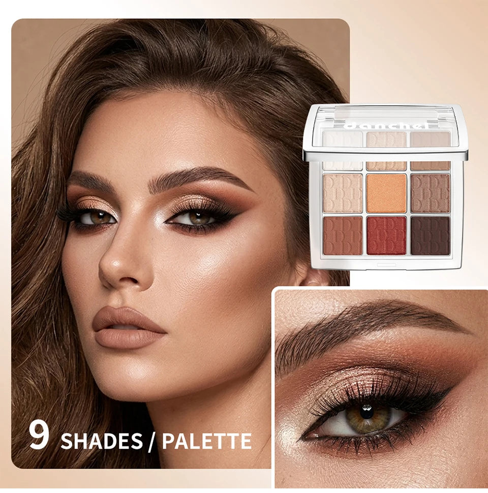 9-Color Professional Eyeshadow Palette with Blending Brush