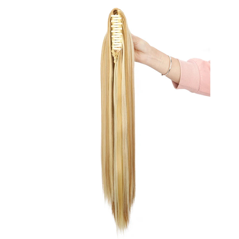 24-Inch Long Straight Claw Clip-On Ponytail Hair Extension - 9