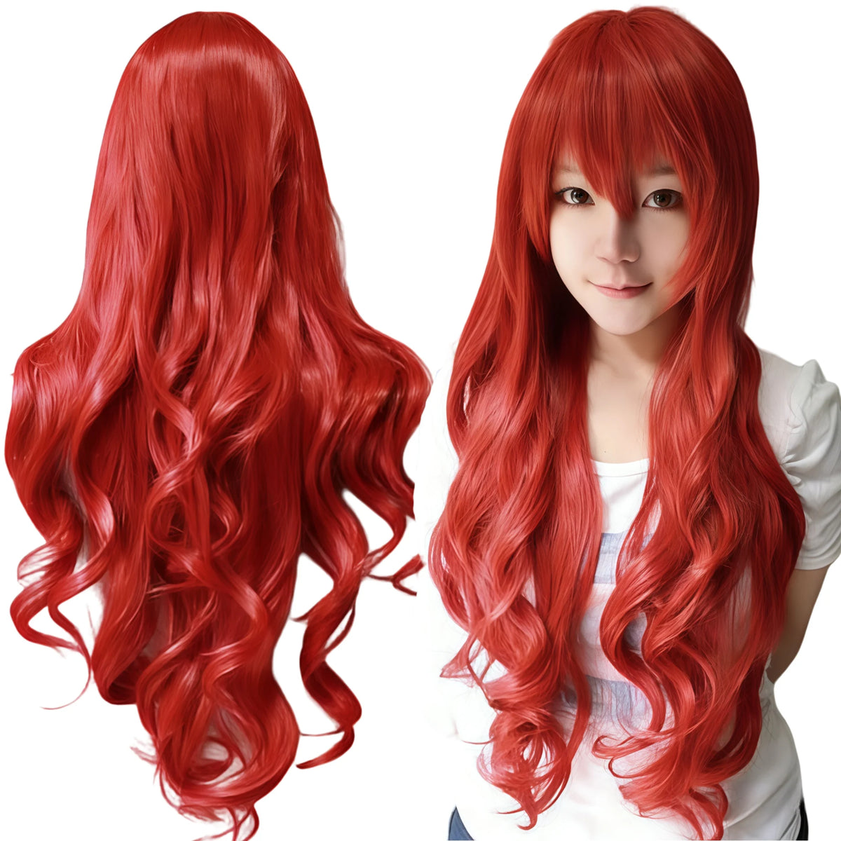 Long Wavy Brown Synthetic Wig for Cosplay and Halloween Costumes