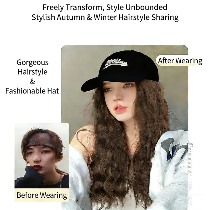 Wavy Long Synthetic Hair Baseball Cap Wig for Daily Wear - 3