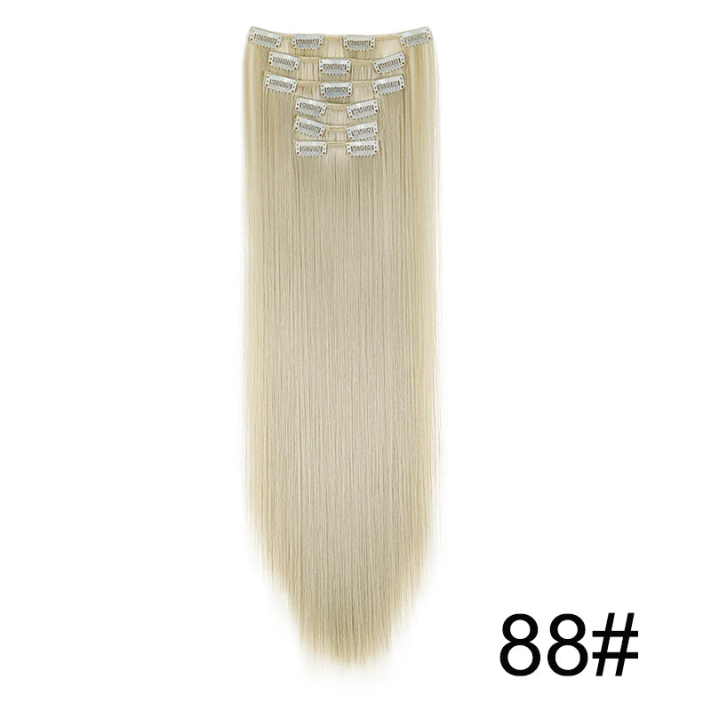 24-Inch Long Straight Clip-In Hair Extensions for Daily Wear