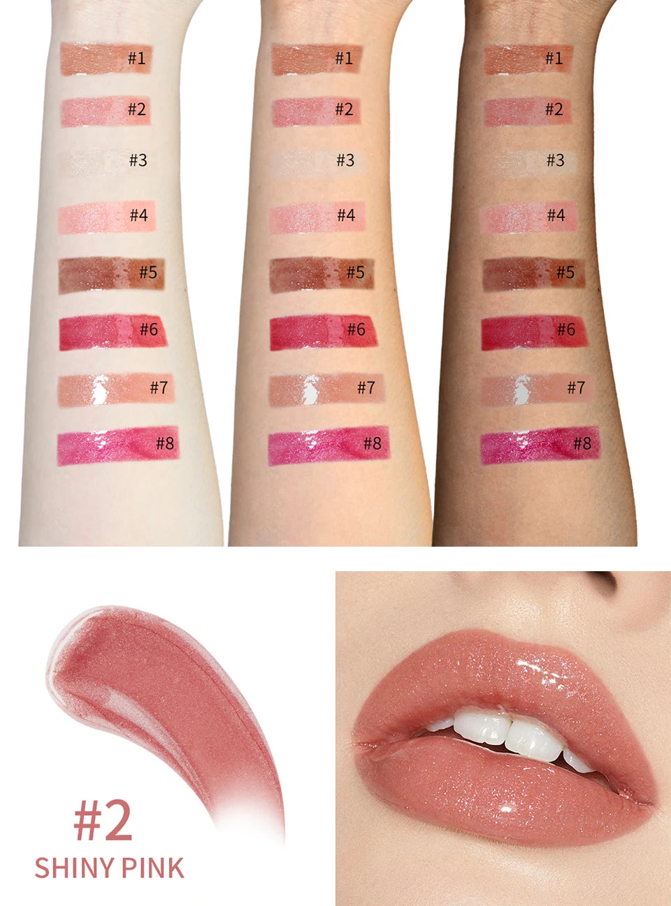 Hydrating Liquid Lip Gloss with Shimmer for Plump and Moisturized Lips - 12