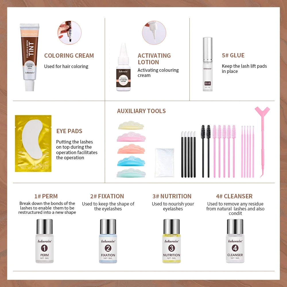 Professional Lash Lift and Eyebrow Tinting Kit for Salon-Quality Results
