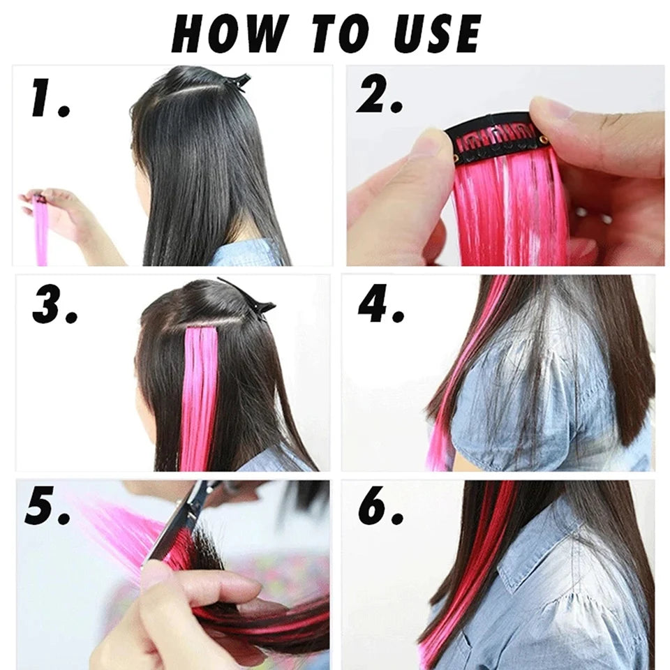 22-Inch Colorful Clip-In Highlight Hair Extensions