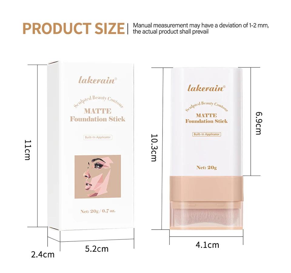 Matte Foundation Stick with Built-in Brush for Flawless Coverage - 17