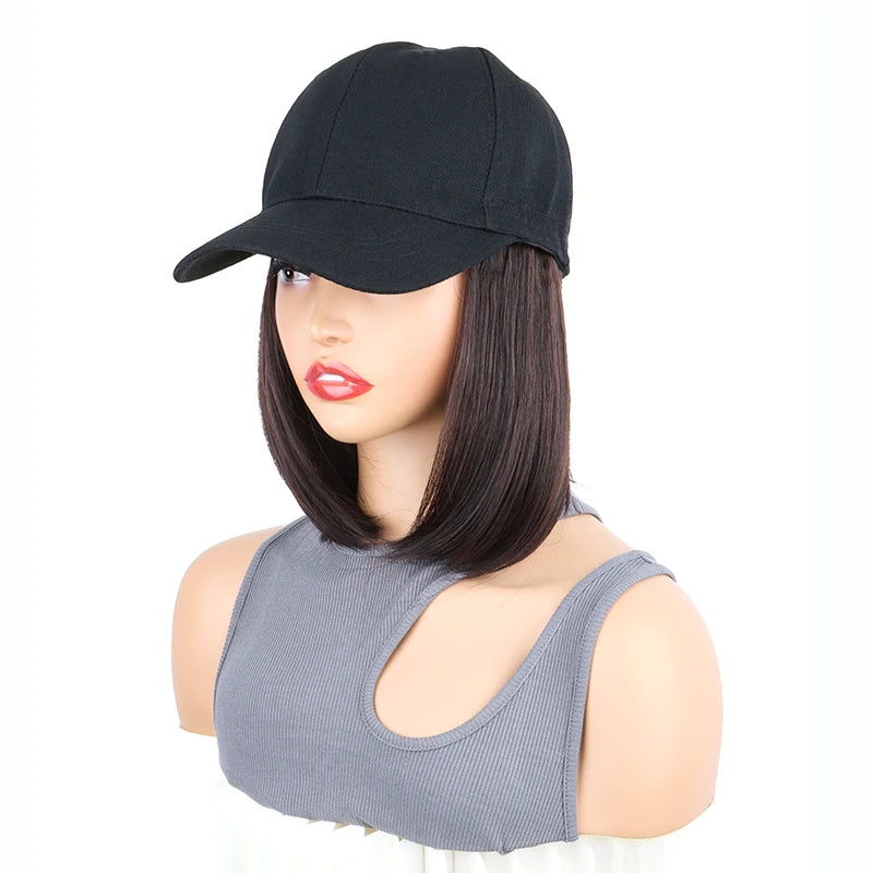 12-Inch Short Bob Synthetic Hair Extension Baseball Cap