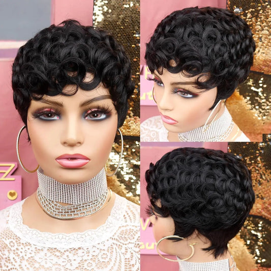 Short Curly Pixie Cut Wig for Daily Wear