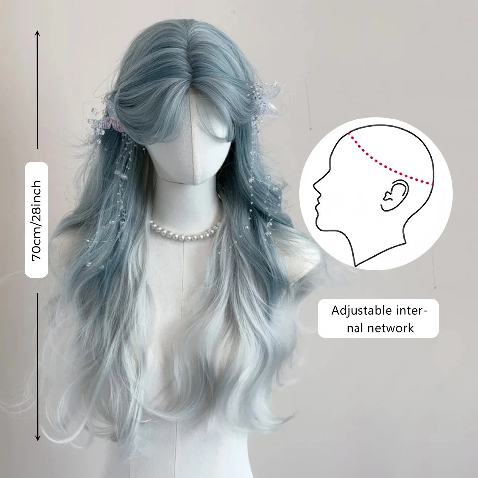 Long Wavy Ombre Lolita Cosplay Wig with Bangs - 9