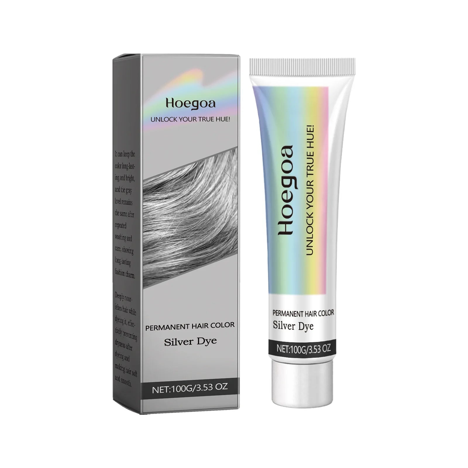 Permanent Silver Gray Hair Dye Cream for Natural White Hair Coverage - 17