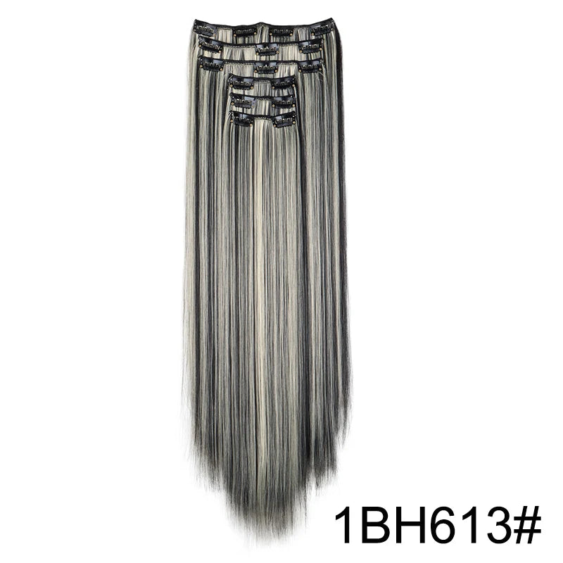 24-Inch Long Straight Clip-In Hair Extensions for Daily Wear - 24