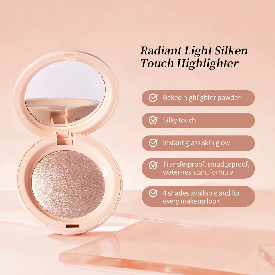 Silky Smooth Highlighter Powder for a Radiant Glass Skin Glow Finish