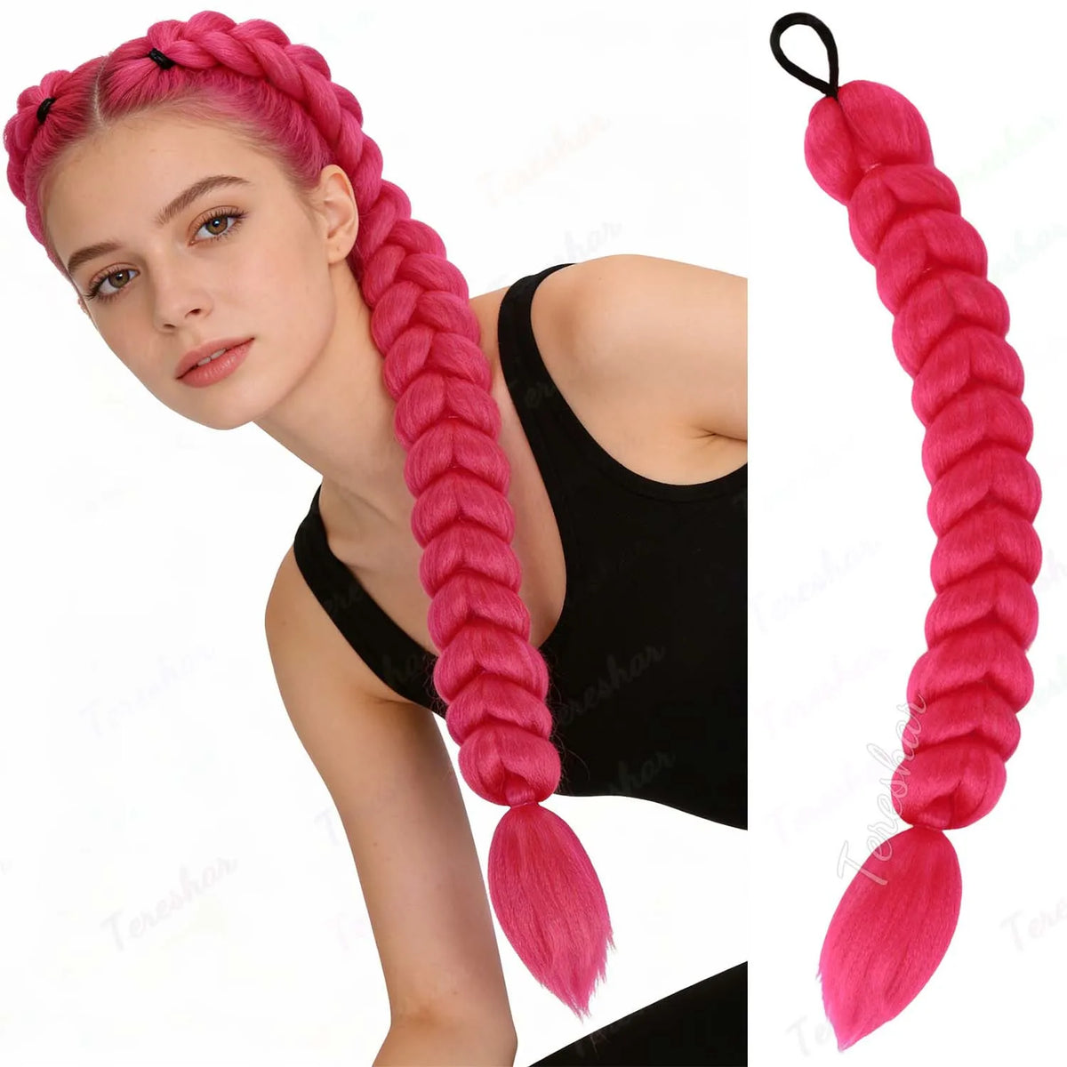 22-Inch Braided Ponytail Extension for Kids and Cosplay